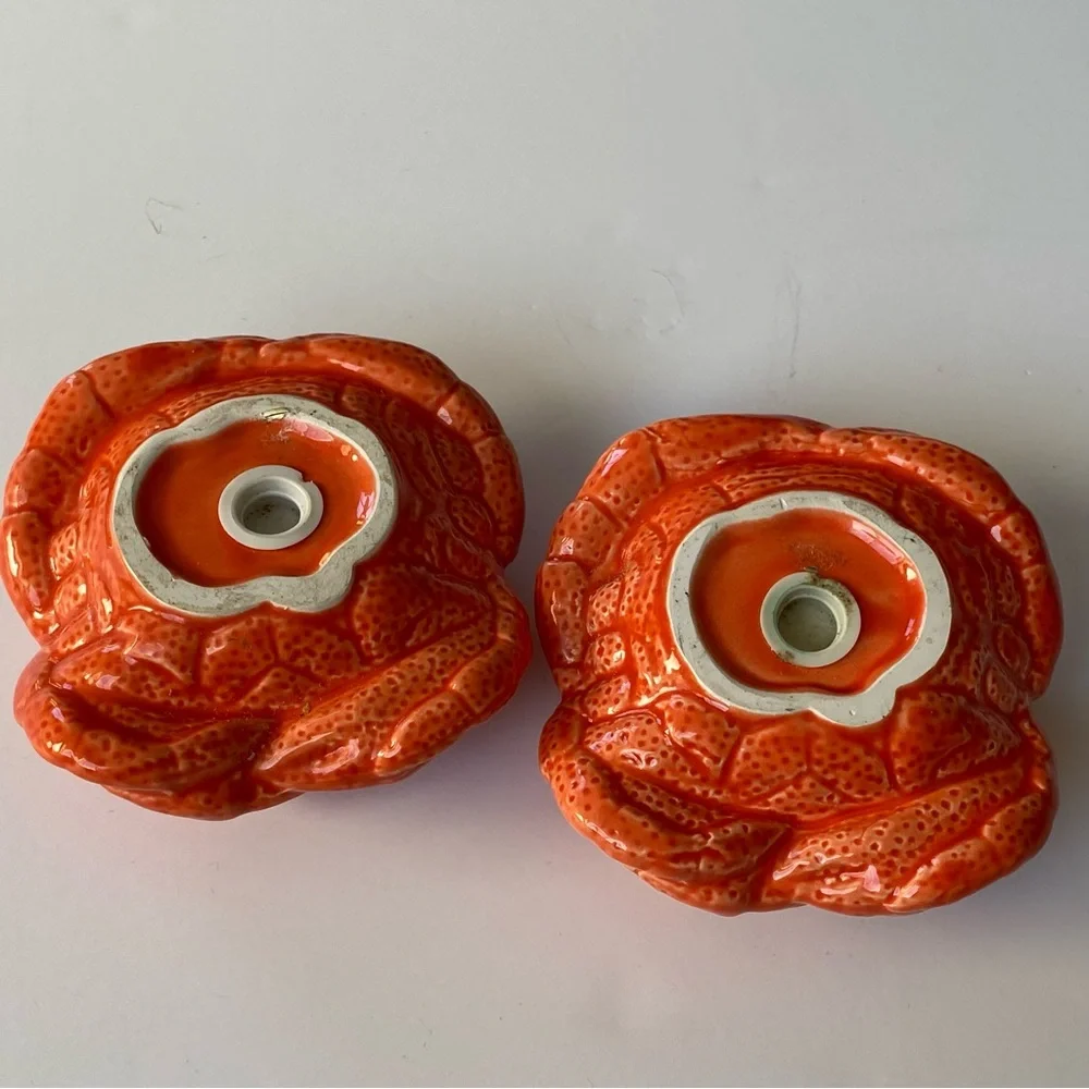 Crab Salt And Pepper Shakers Ceramic Red Orange EUC Beach Ocean Nautical Sea